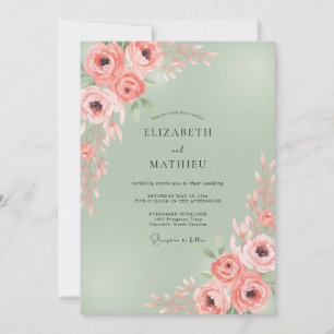 Invitación Boda Florecimiento Artístico de Melocotón