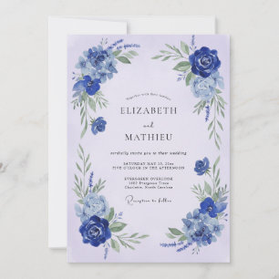 Invitación Boda Florecimiento Botánico Cobalto