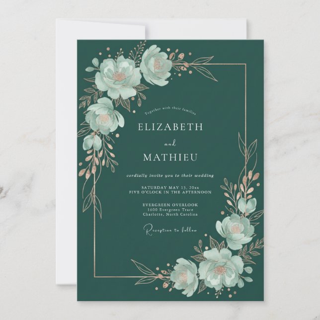 Invitación Boda Florecimiento Botánico Flor de Té (Anverso)