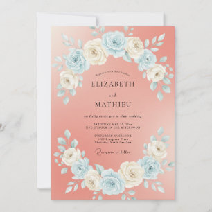 Invitación Boda Florecimiento Botánico Rosa Coral