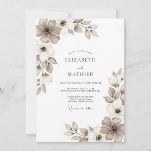 Invitación Boda Florecimiento Etéreo Beige