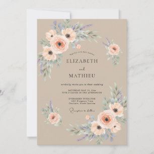 Invitación Boda Florecimiento Floral de Melocotón