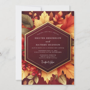 Invitación Boda Florecimiento Floral Otoño Borgoña