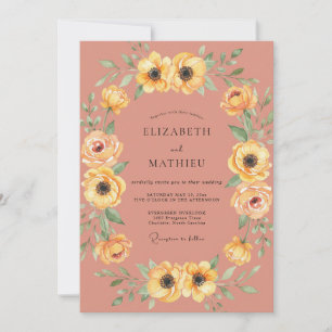 Invitación Boda Florecimiento Floral Prado de Melocotón