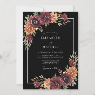 Invitación Boda Florecimiento Otoñal Pintoresco Borgoña