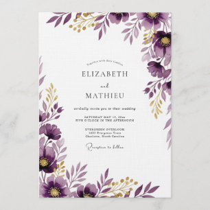 Invitación Boda Florecimiento Plumoso de Ciruela