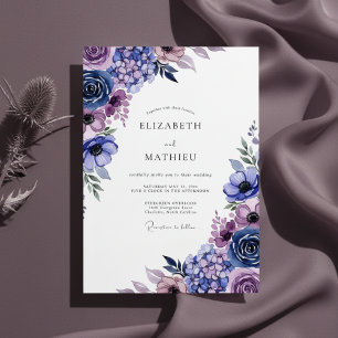 Invitación Boda Florecimiento Romántico Flor de Índigo