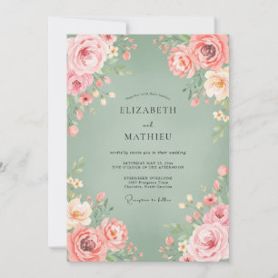 Invitación Boda Florecimiento Rosa Salvia