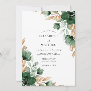 Invitación Boda Florecimiento Verde Esmeralda