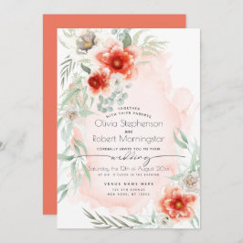 Invitación Boda | Flores de escarlata acuarela