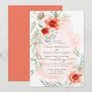 Invitación Boda Flores de escarlata acuarela