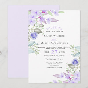 Invitación Boda Flores Lilac y Pink Garden