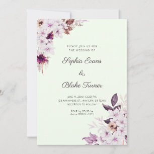 Invitación Boda Flores Rosadas Blancas Rústicas Boho Verde Cl
