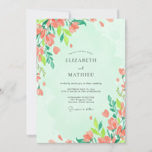 Invitación Boda Flores Silvestres Albaricoque Menta