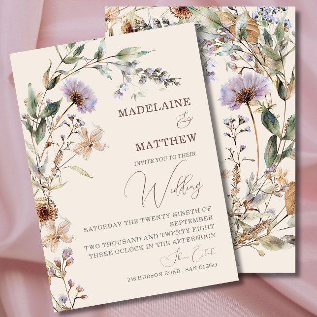 Invitación Boda Flores Silvestres Crema Elegante Moderno (Subido por el creador)