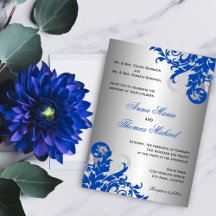 Boda florido azul y plateado real