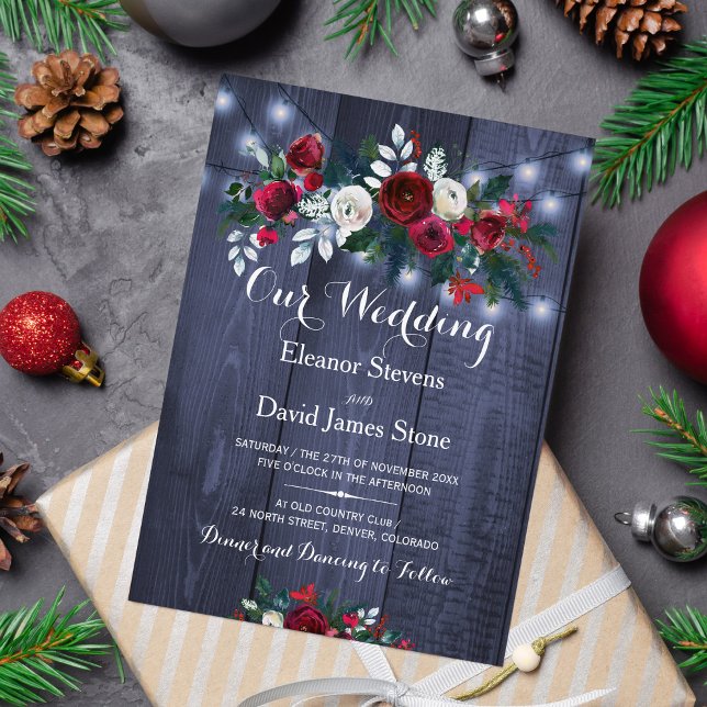 Invitación Boda florido ruidoso en invierno (Subido por el creador)