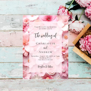 Invitación Boda florines rosas elegantes lujo