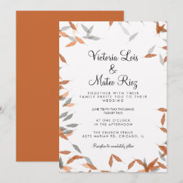 Invitación Boda flotante de hoja que cae rústica de Pampas 