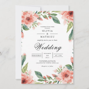 Invitación Boda Flourish de Arco Coral