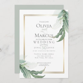 Invitación Boda | Foliage trópico elegante y verde turbio