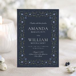 Invitación Boda Folk Escandinavo Azul Marino