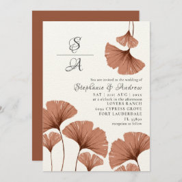 Invitación Boda follaje moderno Terracotta Ginkgo