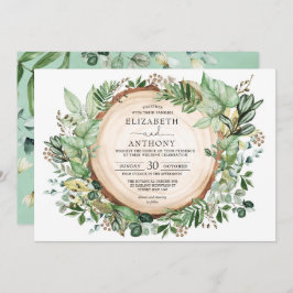 Invitación Boda Forestal Botánico Rústico Sage Greenery