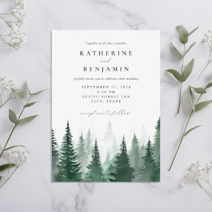 Invitación Boda forestal de acuarelas rusticas