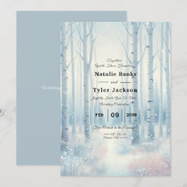 Invitación Boda Forestal de Birch Azul Escarcha