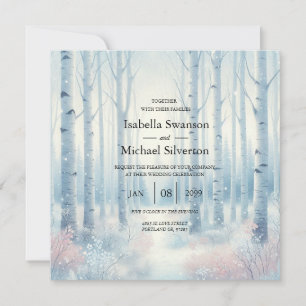 Invitación Boda Forestal de Birch Azul Escarcha