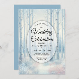 Invitación Boda Forestal de Birch Azul Escarcha