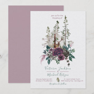 Invitación Boda forestal de color de agua de lúpulo de oso de