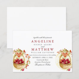 Invitación Boda Forestal de la hoja de hojas del corazón rojo