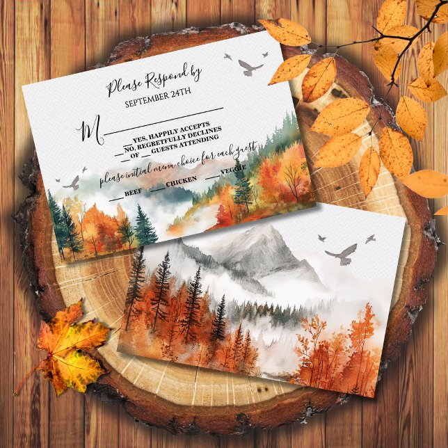 Invitación Boda forestal de la montaña otoño RSVP (Subido por el creador)