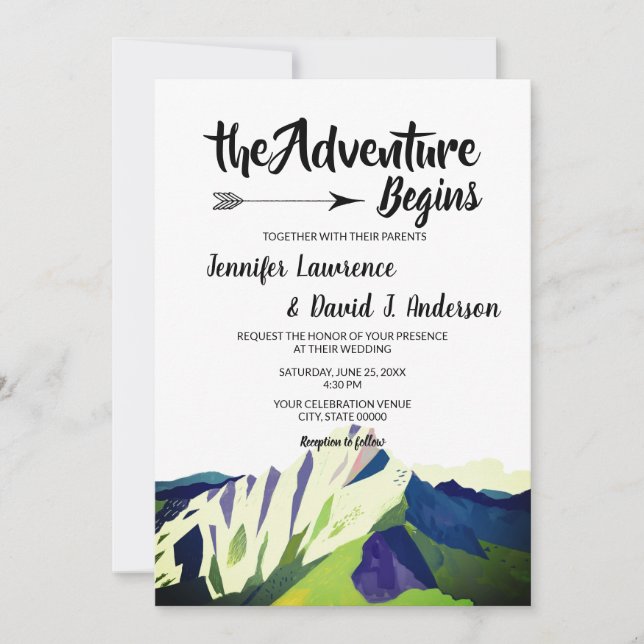 Invitación Boda Forestal de Montaña Woodland Moderno (Anverso)