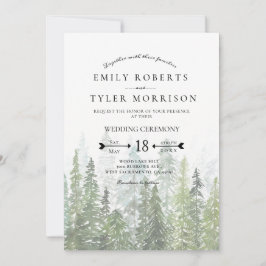 Invitación Boda forestal de pinos de color acuático ruso