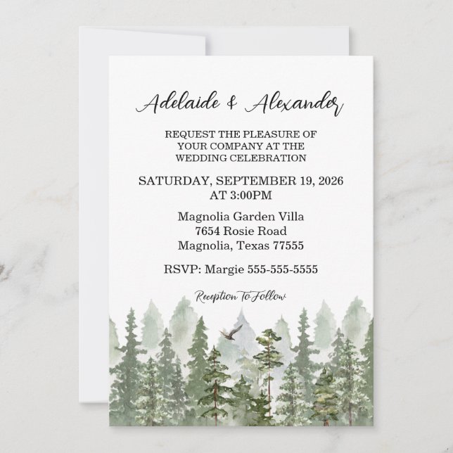 Invitación Boda forestal de Woodland (Anverso)