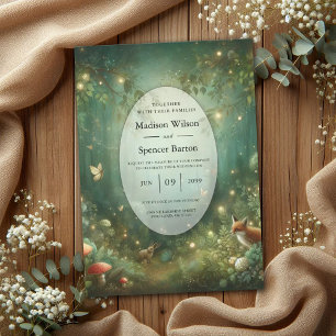 Invitación Boda forestal encantado de Emerald Green