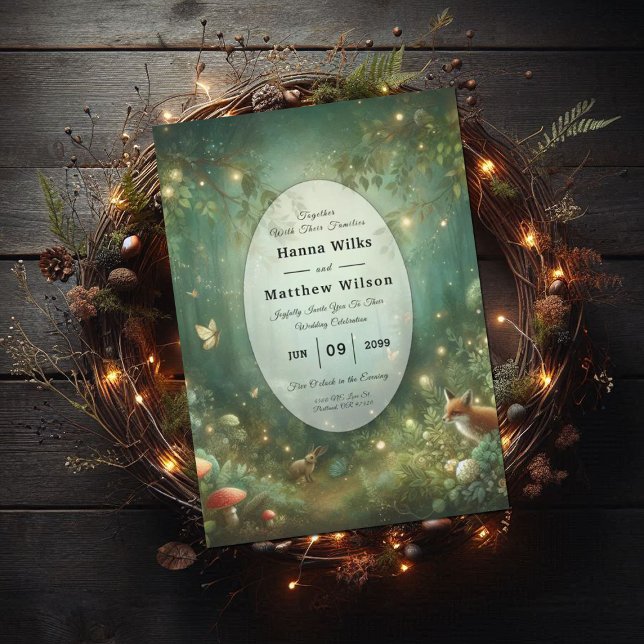 Invitación Boda forestal encantado de Emerald Green (Subido por el creador)