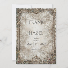 Invitación Boda forestal encantado de la brújula antigua