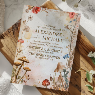 Invitación Boda Forestal Encantado Rústico De Hongos Toadstoo