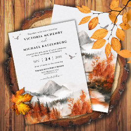 Invitación Boda Forestal Fall Mountain Woodland