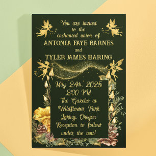 Invitación Boda Forestal Golden Fairies