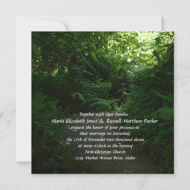Invitación Boda forestal lluvioso (Anverso)