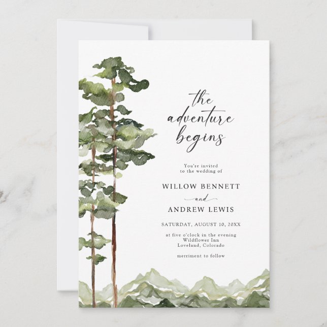 Invitación Boda forestal moderno (Anverso)