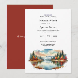 Invitación Boda Forestal Rustic Otumn Lakeside