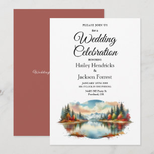 Invitación Boda Forestal Rustic Otumn Lakeside