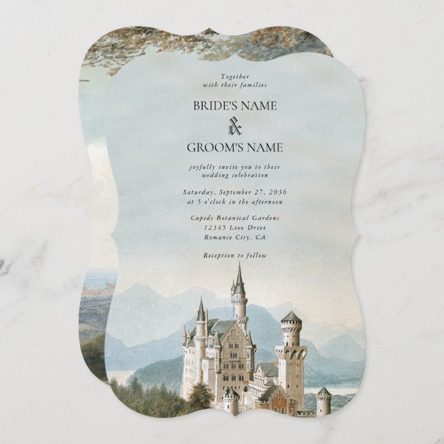 Invitación Boda Forestal Rústico Castillo de cuento de hadas (Anverso / Reverso)