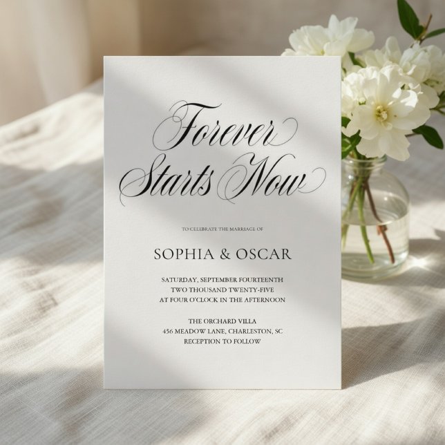 Invitación Boda Forever Starts Now | Letra Elegante (Subido por el creador)